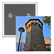 Mediaeval tower, Sibiu Pinback Buttons