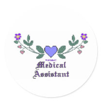 Medical Assistant P Crossstitch Round Stickers