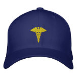 Medical Caduceus Gold embroidered hats