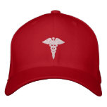 Medical Caduceus White embroidered hats