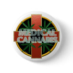 Medical cannabis red cross healing symbol buttons