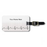 Medical EKG heartbeat / graph paper, pulse beating luggage tags