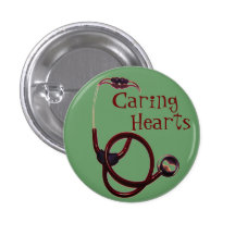 Medical stethoscope button caring hearts