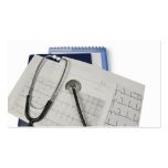 medical stethoscope on cardiogram EKG readings Business Card Templates