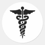 Medical Symbol Caduceus Round Sticker