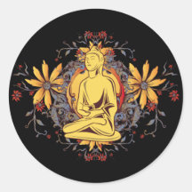 Medicine Buddha in Meditation Round Stickers