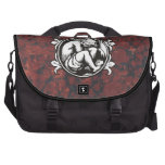 Medieval child (boy) against vintage marble commuterbag