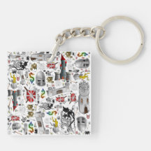 Medieval Mash-up Square Acrylic Key Chain