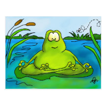 Meditating frog art print postcard