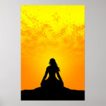 Meditating woman posters