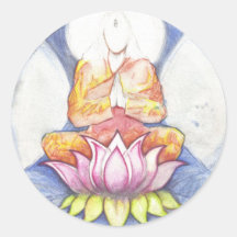 Meditation Lotus Round Sticker