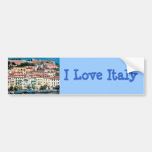 Mediterranean Sea Coast Italy Village and Harbour Bumper Stickers