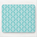 Medium blue damask vintage wallpaper pattern mousepads