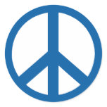 Medium Blue Peace Sign Round Stickers