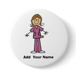 Medium Skin Customised Stick Figure Nurse  Button