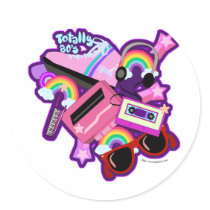 Mega 80's love round stickers