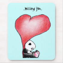 Megg: A cute panda - heart, missing You, mousepad