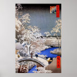 Meguro Drum Bridge and Sunset Hill, Hiroshige Print