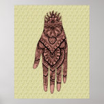 Mehndi Hand Tattoo Art Design Poster Print