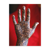 Mehndi henna hand postcards
