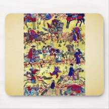 Melange of horse riders by Higuchi Ginjiro Ukiyo Mousepad