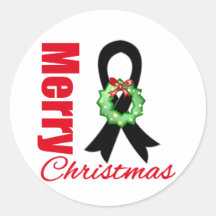 Melanoma Awareness Merry Christmas Ribbon Sticker