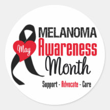 Melanoma Awareness Month Grunge Ribbon Stickers