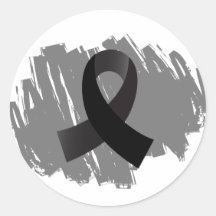 Melanoma Black Ribbon With Scribble Round Stickers