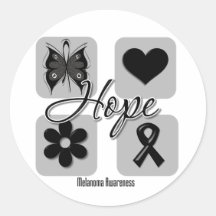 Melanoma Hope Love Inspire Awareness Round Stickers