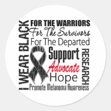 Melanoma I Wear Black Ribbon TRIBUTE Round Stickers