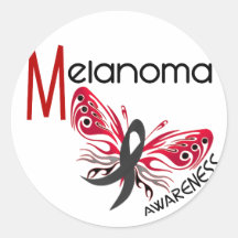 Melanoma / Skin Cancer BUTTERFLY 3.1 Round Stickers