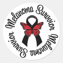 Melanoma Survivor Butterfly Round Sticker