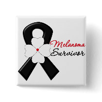 Melanoma Survivor Flower Ribbon Button