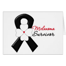 Melanoma Survivor Flower Ribbon Greeting Cards