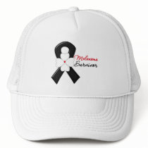Melanoma Survivor Flower Ribbon Trucker Hat