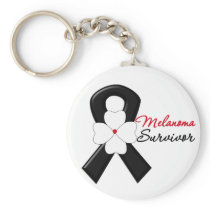 Melanoma Survivor Flower Ribbon Keychain