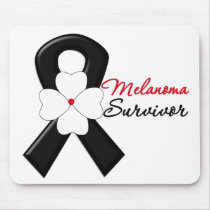 Melanoma Survivor Flower Ribbon Mouse Pads
