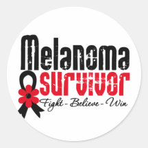 Melanoma Survivor Flower Ribbon Round Stickers