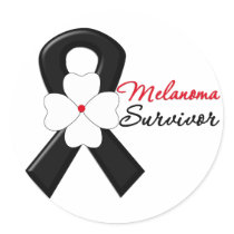 Melanoma Survivor Flower Ribbon Round Sticker