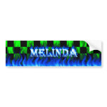 Melinda blue fire and flames bumper sticker design