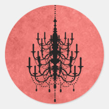 Melon and Black Chandelier Wedding Seal Round Stickers