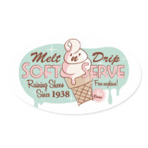 Melt 'n' Drip Soft Serve Ice Cream Oval Stickers