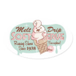 Melt 'n' Drip Soft Serve Ice Cream Oval Stickers