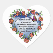 Memorial Butterfly Poem Heart Sticker