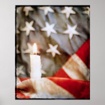 Memorial Candle with Flag Poster