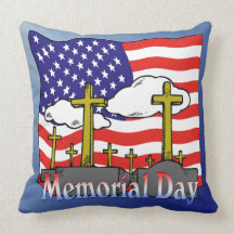 Memorial Day - Flag Gravestone Throw American MoJo Throw Pillows