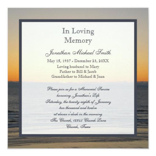 memorial service announcement invitation zazzle memorial invitations