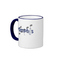 memphis blue with music notes mug