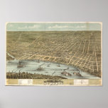 Memphis Tennessee 1870 Antique Panoramic Map