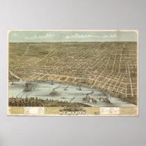 Memphis Tennessee 1870 Antique Panoramic Map